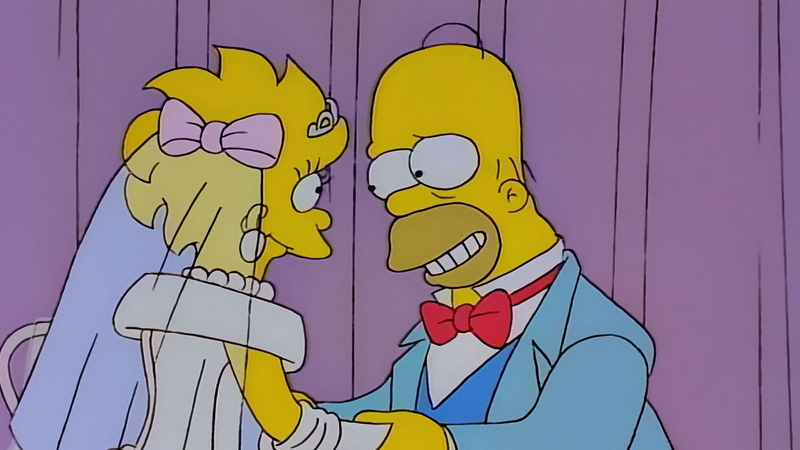 Lisa and Homer share a moment during "Lisa's Wedding".